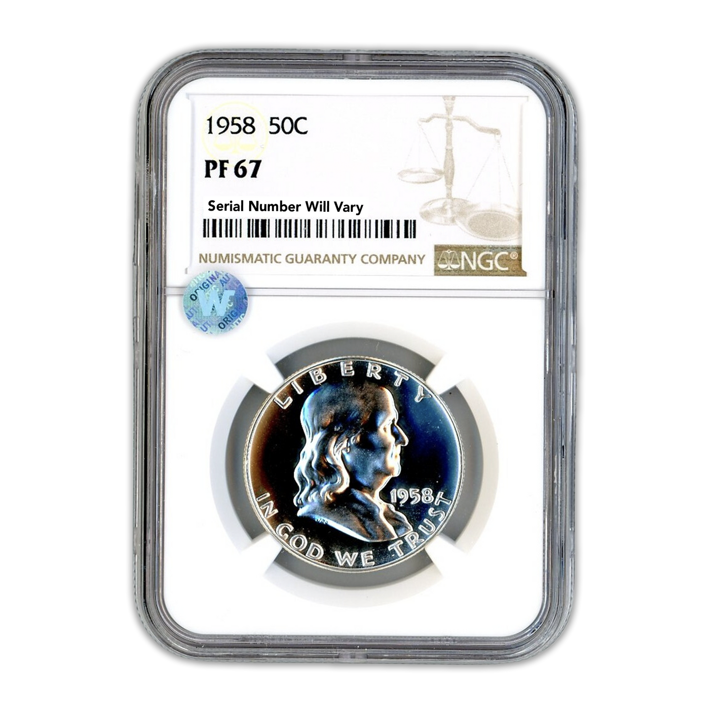 1958 Franklin Silver Half Dollar - NGC PF67 Sight White