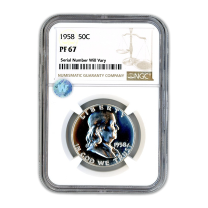 1958 Franklin Silver Half Dollar - NGC PF67 Sight White