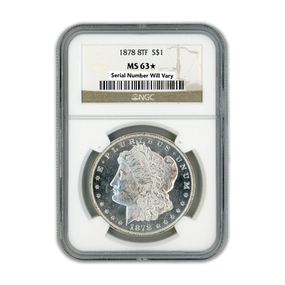 1878 Morgan Silver Dollar Philadelphia 8 Tailfeathers - NGC MS63*
