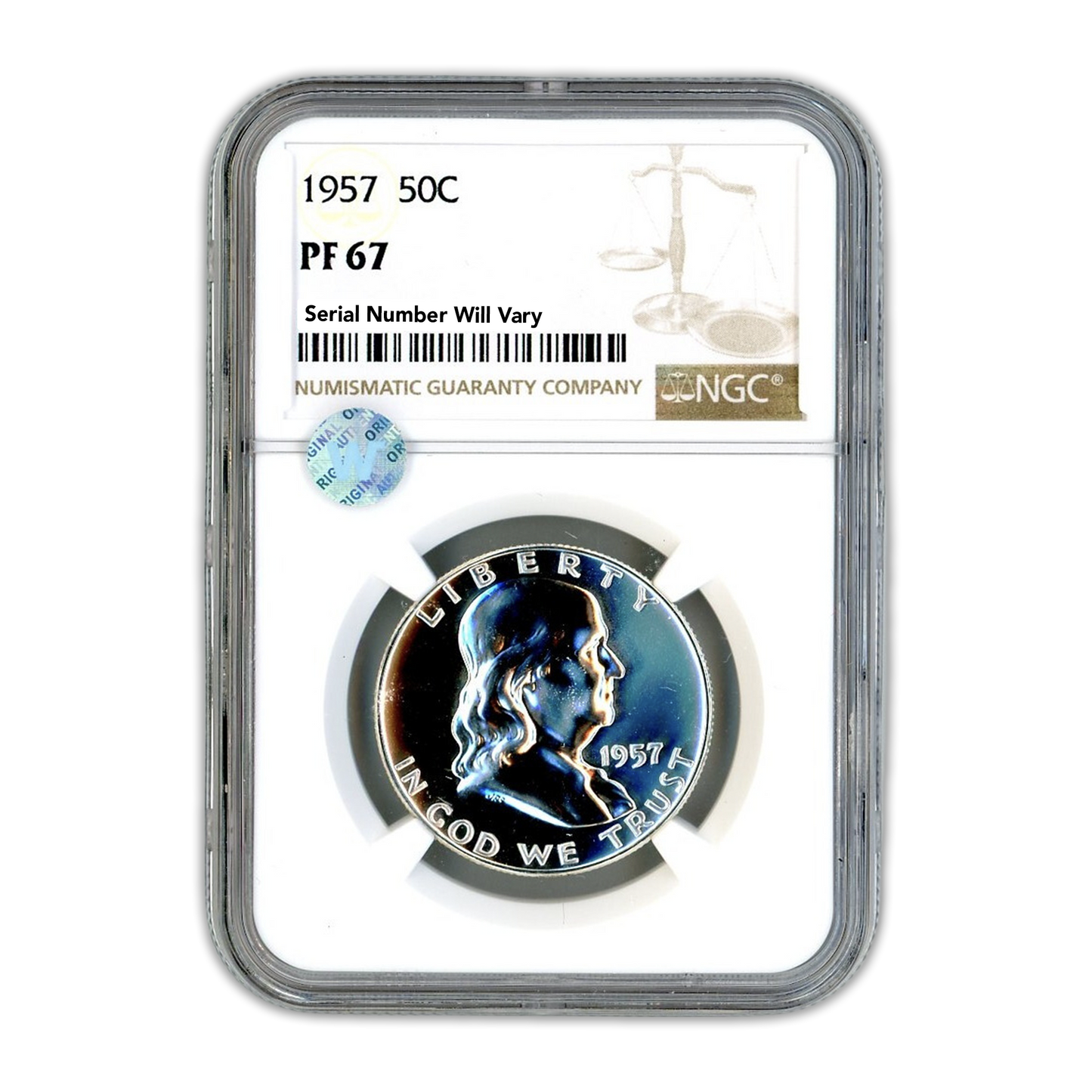 1957 Franklin Silver Half Dollar - NGC PF67 Sight White