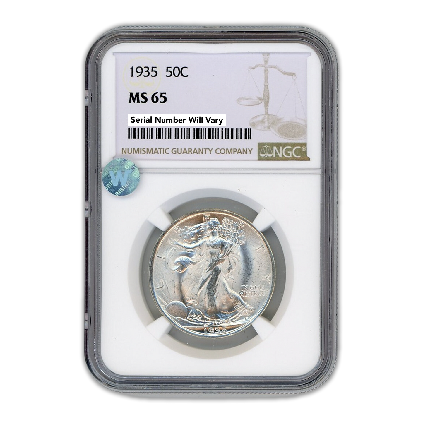 1935 Walking Liberty Silver Half Dollar - NGC MS65 Sight White