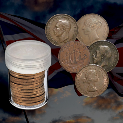 Vintage British Half Cents Roll of 25 - Belt Buckle Hoard