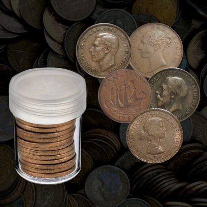 Vintage British Half Cents Roll of 25 - Belt Buckle Hoard