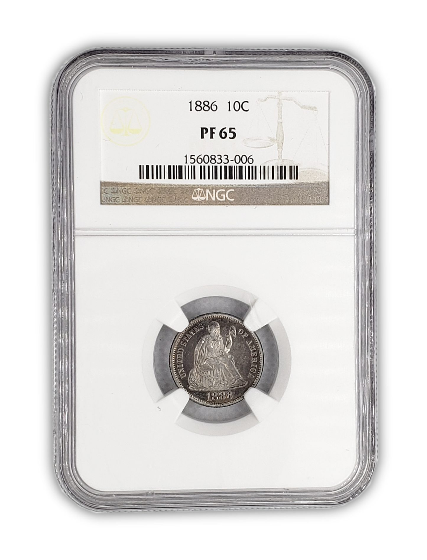 1886 Seated Liberty Dime - NGC PF65