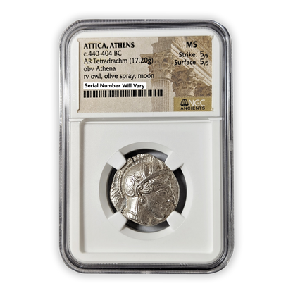 Attica, Athens AR Tetradrachm obv Athena NGC MS 5/5