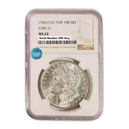 1900 O/CC Morgan Silver Dollar- Top 100  VAM 11 - NGC MS62 Sight White