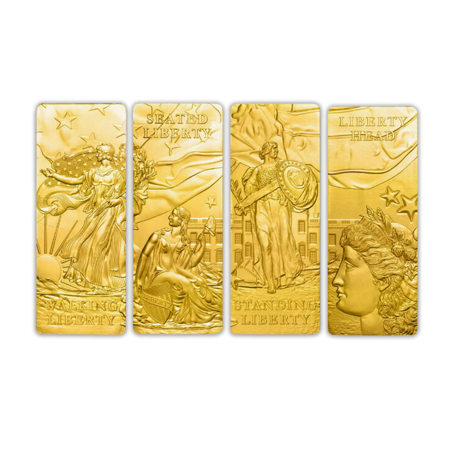 2022 Lady Liberty 1 oz .999 Silver Gold Gilded 4 Bar Set - Barbados