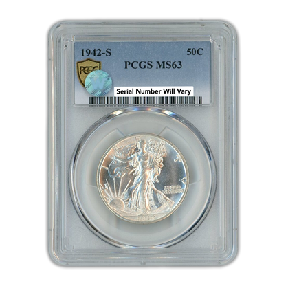 1942-S Walking Liberty Silver Dollar San Francisco - PCGS MS63 Sight White
