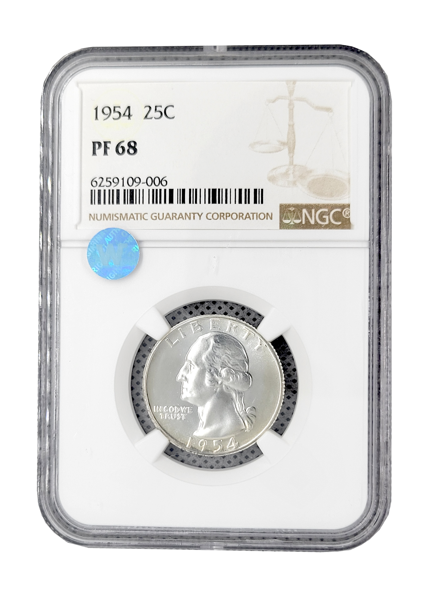 1954 Washington Silver Quarter Philadelphia - NGC PF68 Sight White