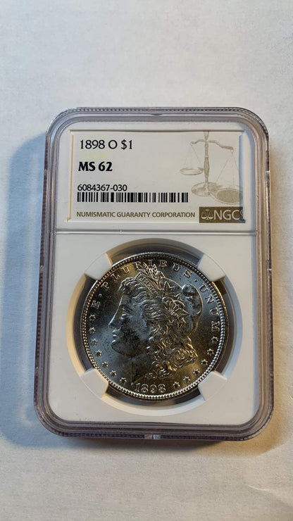 1898-O Morgan Silver Dollar New Orleans - NGC MS62