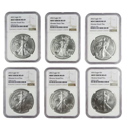 Grab Bag - NGC Certified Silver Eagle Struck Through Errors