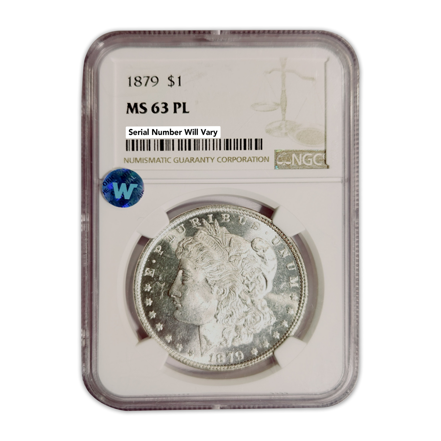 1879 Morgan Silver Dollar Philadelphia - NGC MS63 PL Sight White
