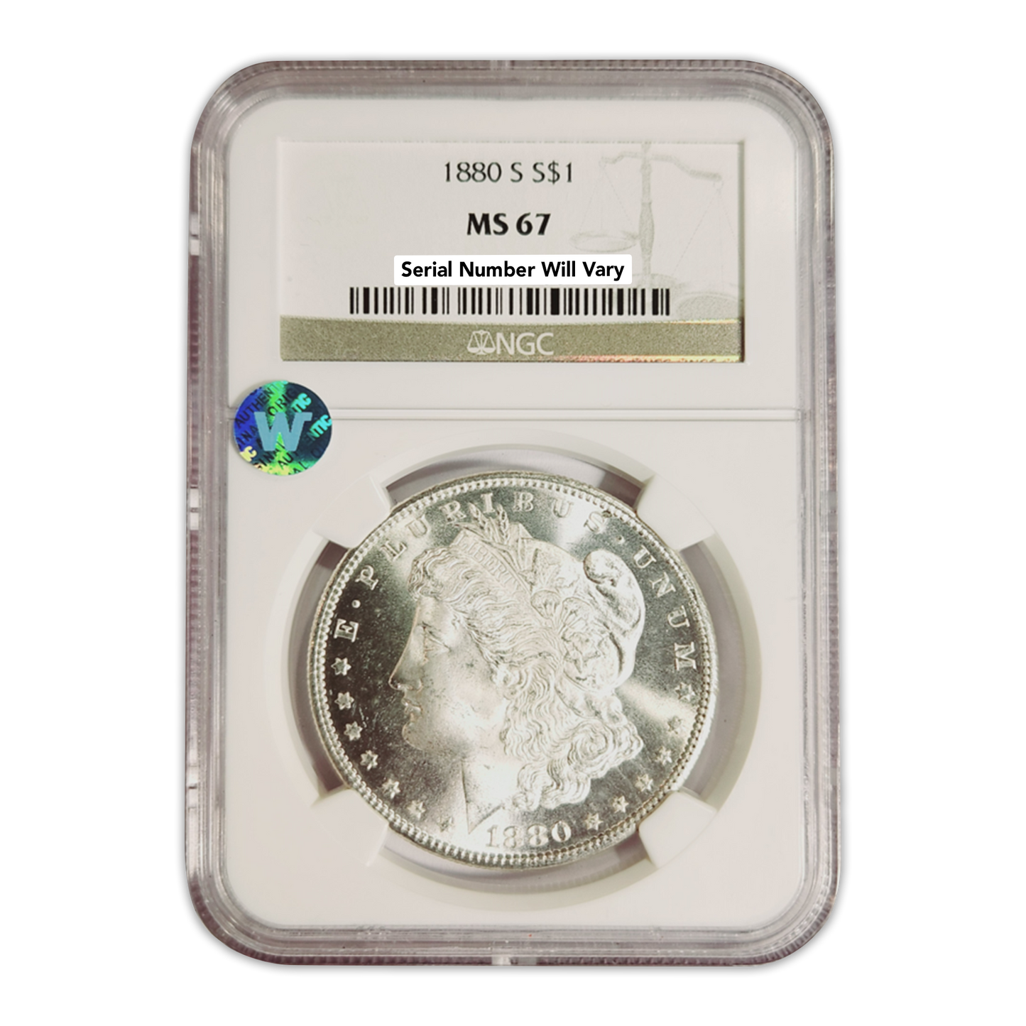 1880 S Morgan Silver Dollar San Francisco - NGC MS67 Sight White