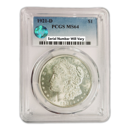 1921-D Morgan Silver Dollar Denver - PCGS MS64 Sight White