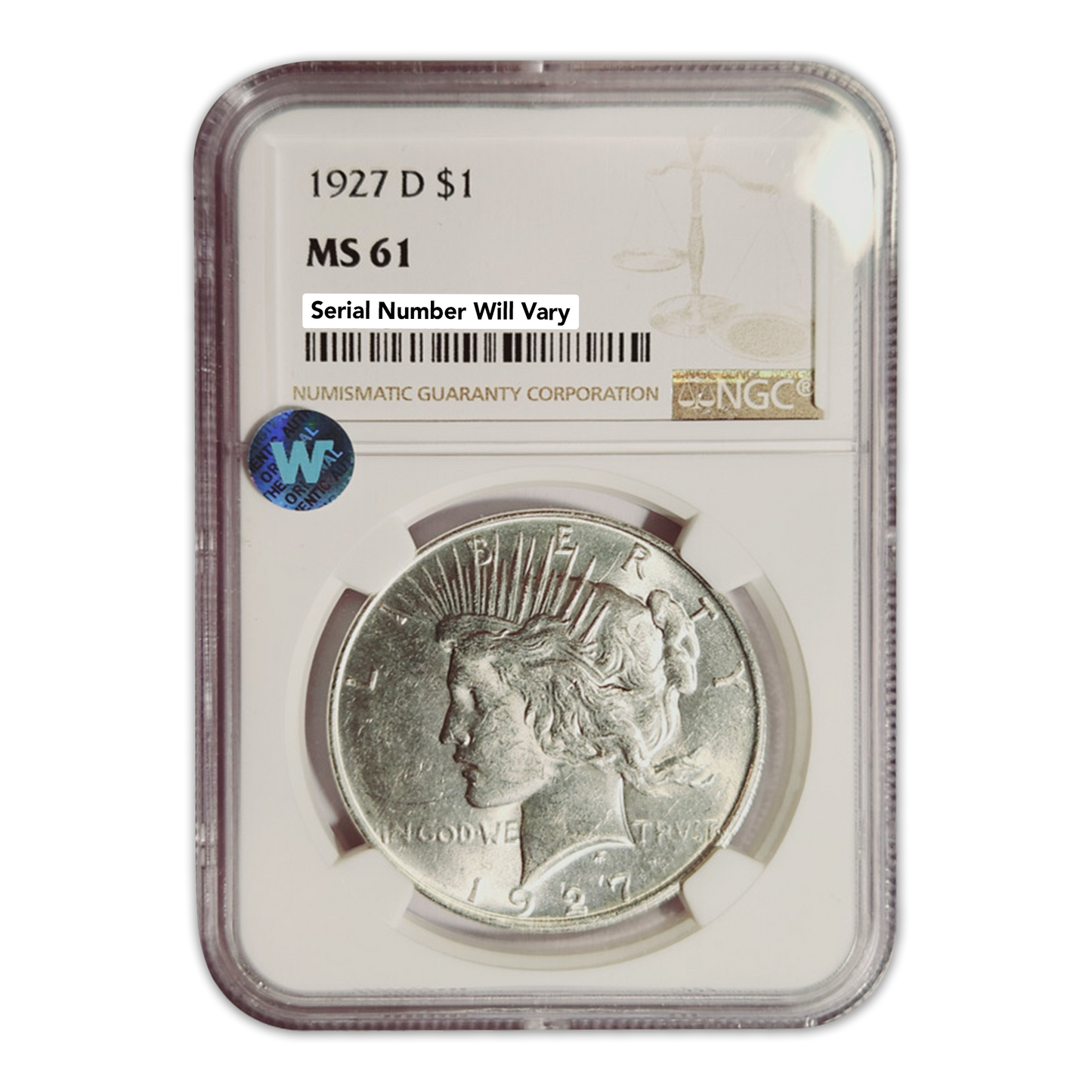 1927-D Peace Silver Dollar Denver - NGC MS61 Sight White
