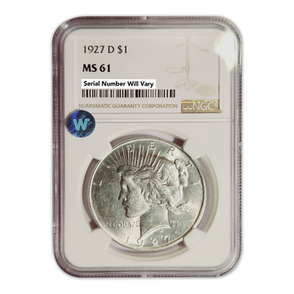 1927-D Peace Silver Dollar Denver - NGC MS61 Sight White