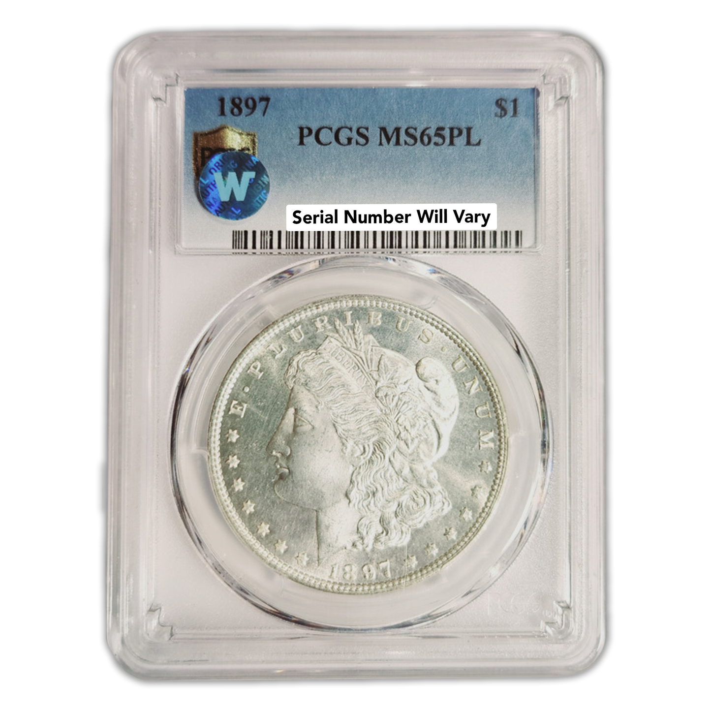 1897 Morgan Silver Dollar Philadelphia - PCGS MS65PL Sight White