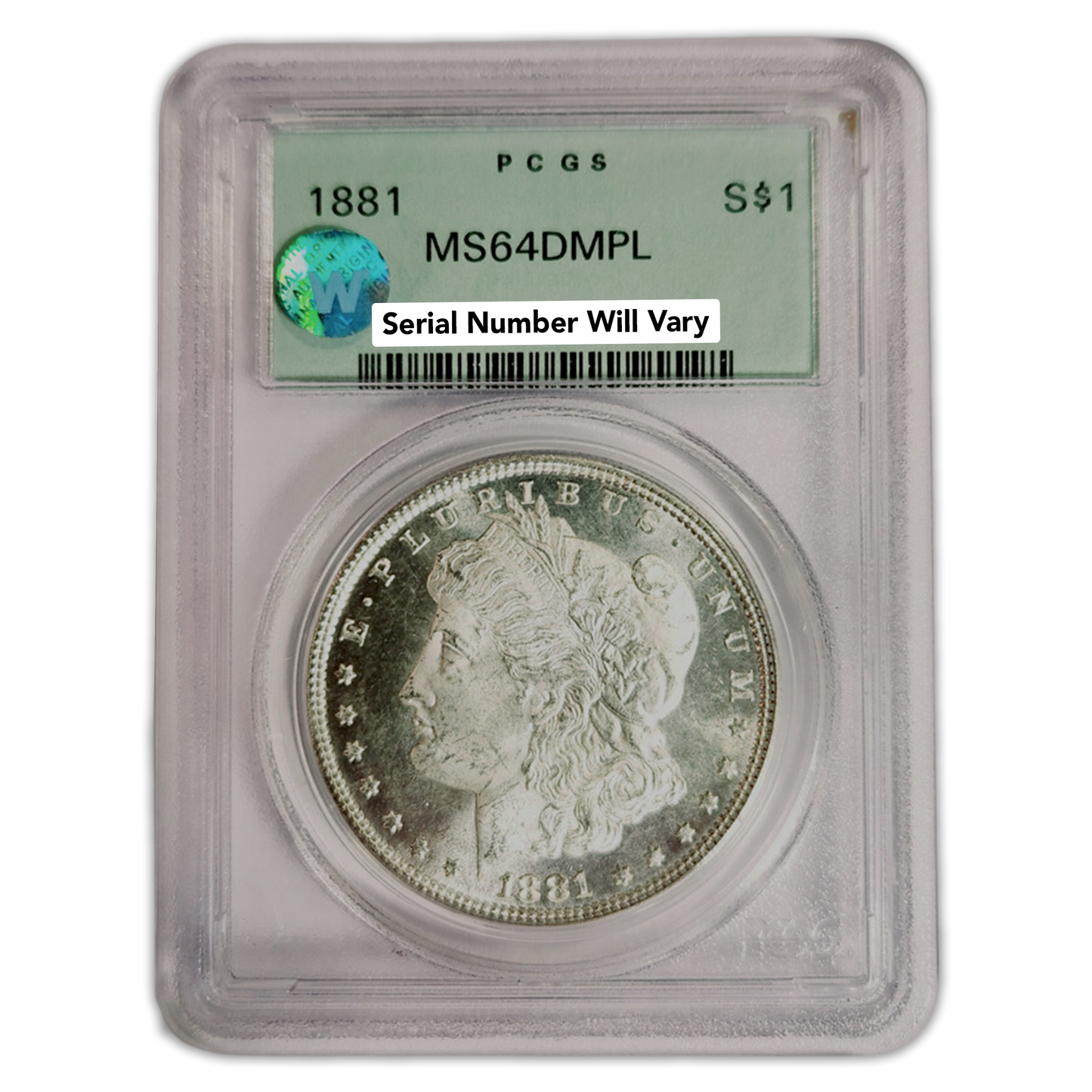 1881 Morgan Silver Dollar Philadelphia - PCGS MS64DMPL Sight White Old Green Holder
