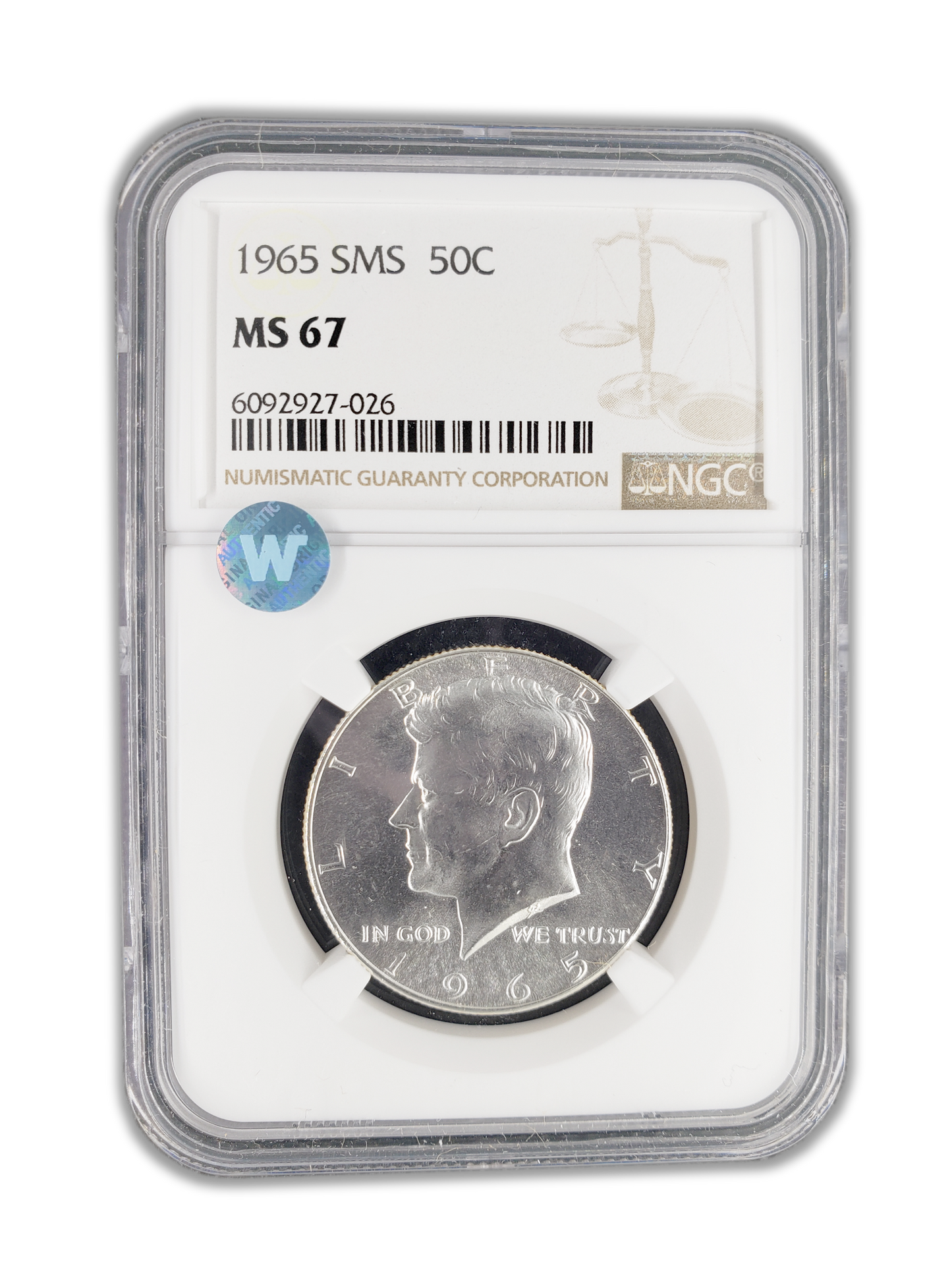 1965 Kennedy Half Dollar - Special Mint Set - NGC MS67 Sight White