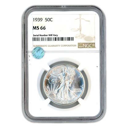 1939 Walking Liberty Silver Half Dollar - NGC MS66 Sight White