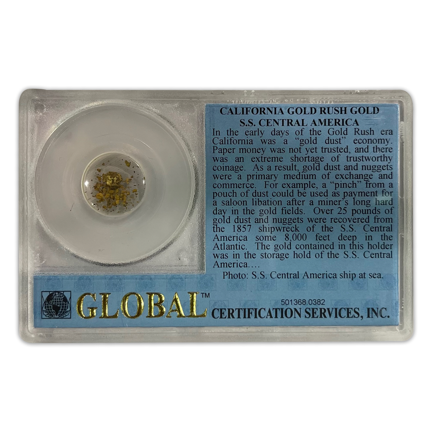 49er California Pinch of Gold Recovered From the S.S. Central America