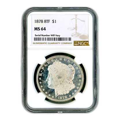 1878 Morgan Silver Dollar Philadelphia 8 Tailfeathers - NGC MS64