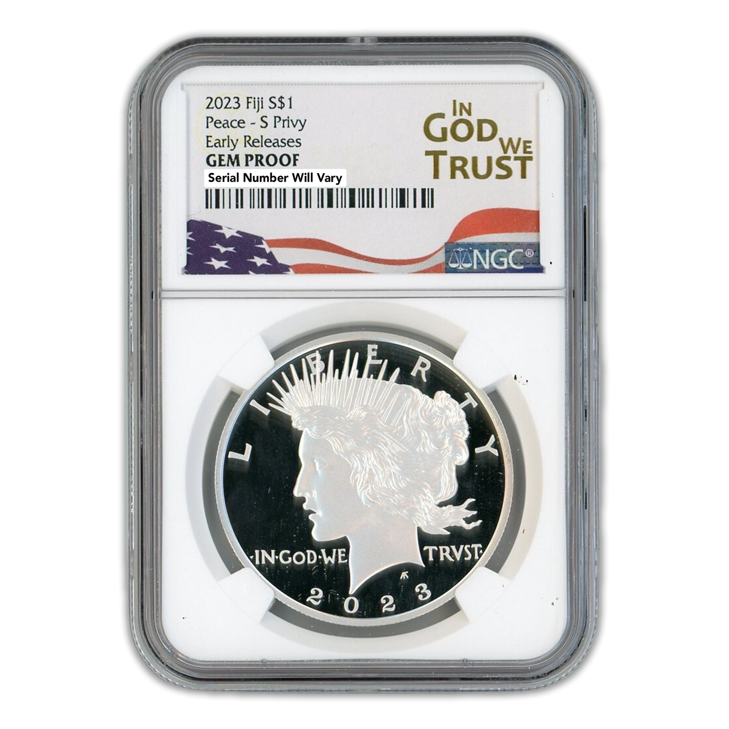 2023-S Peace $1 Fiji Silver Tribute - NGC In God We Trust Label GEM PROOF Early Release