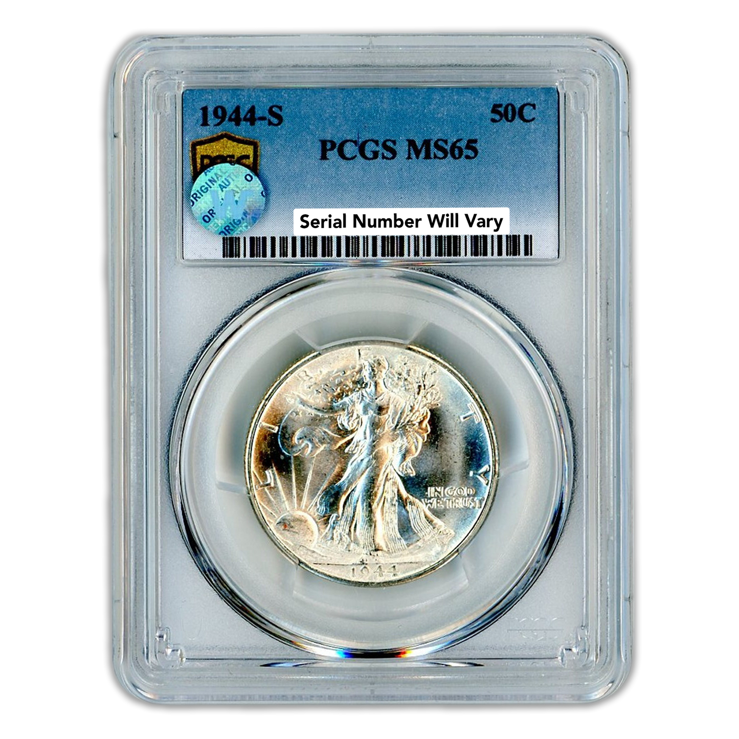 1944-S Walking Liberty Silver Half Dollar - PCGS MS65 Sight White