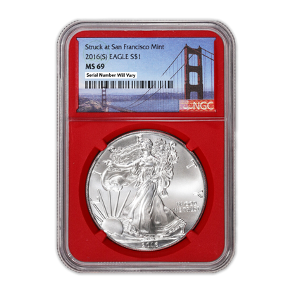 2016(S) Silver Eagle San Francisco - NGC MS69 Bridge Label Red Core