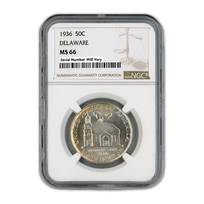 1936 Delaware Silver Half Dollar Commemorative - NGC MS66