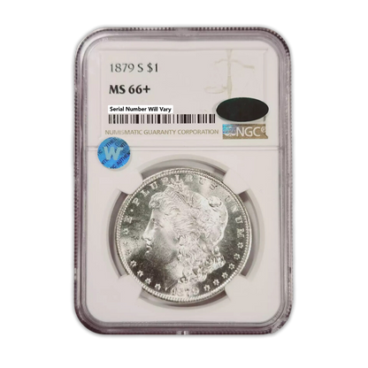 1879 S Morgan Silver Dollar San Francisco - CAC - NGC MS66+ Sight White