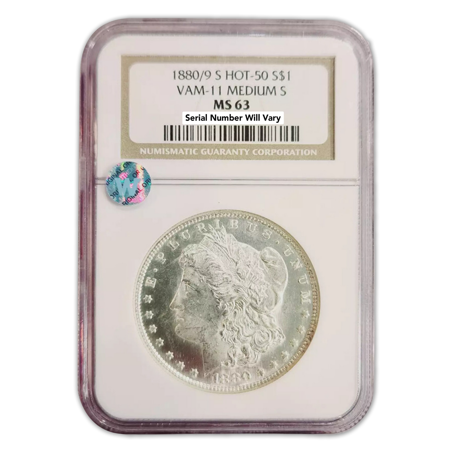 1880/9 Morgan Silver Dollar - Hot-50 VAM 11 Medium - NGC MS63 Sight White