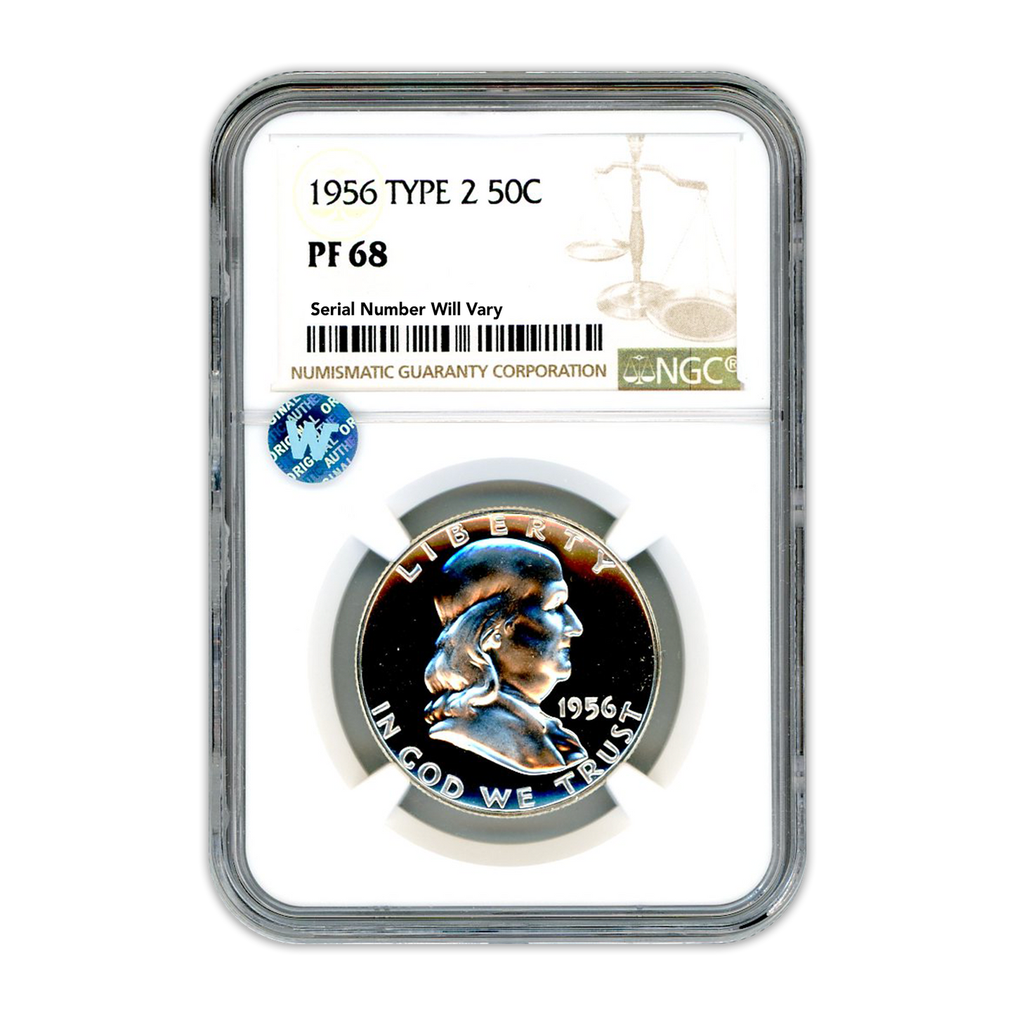 1956 Franklin Silver Half Dollar - Type 2 - NGC PF68 Sight White