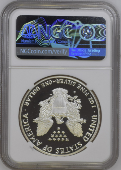 1986-S Silver Eagle - Proof- signed by Thomas Uram NGC PF70 Ultra Cameo