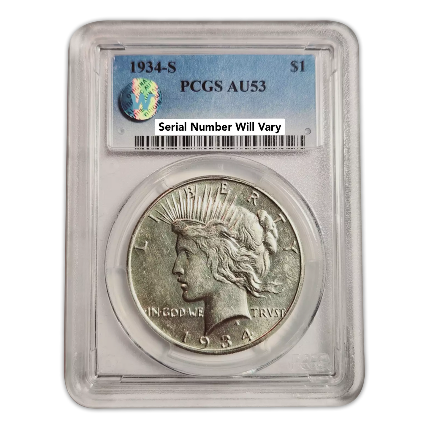 1934-S Peace Silver Dollar San Francisco - PCGS AU53 Sight White