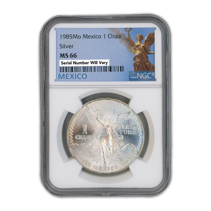 1985 Mexican Libertad - 1oz Silver  NGC MS66