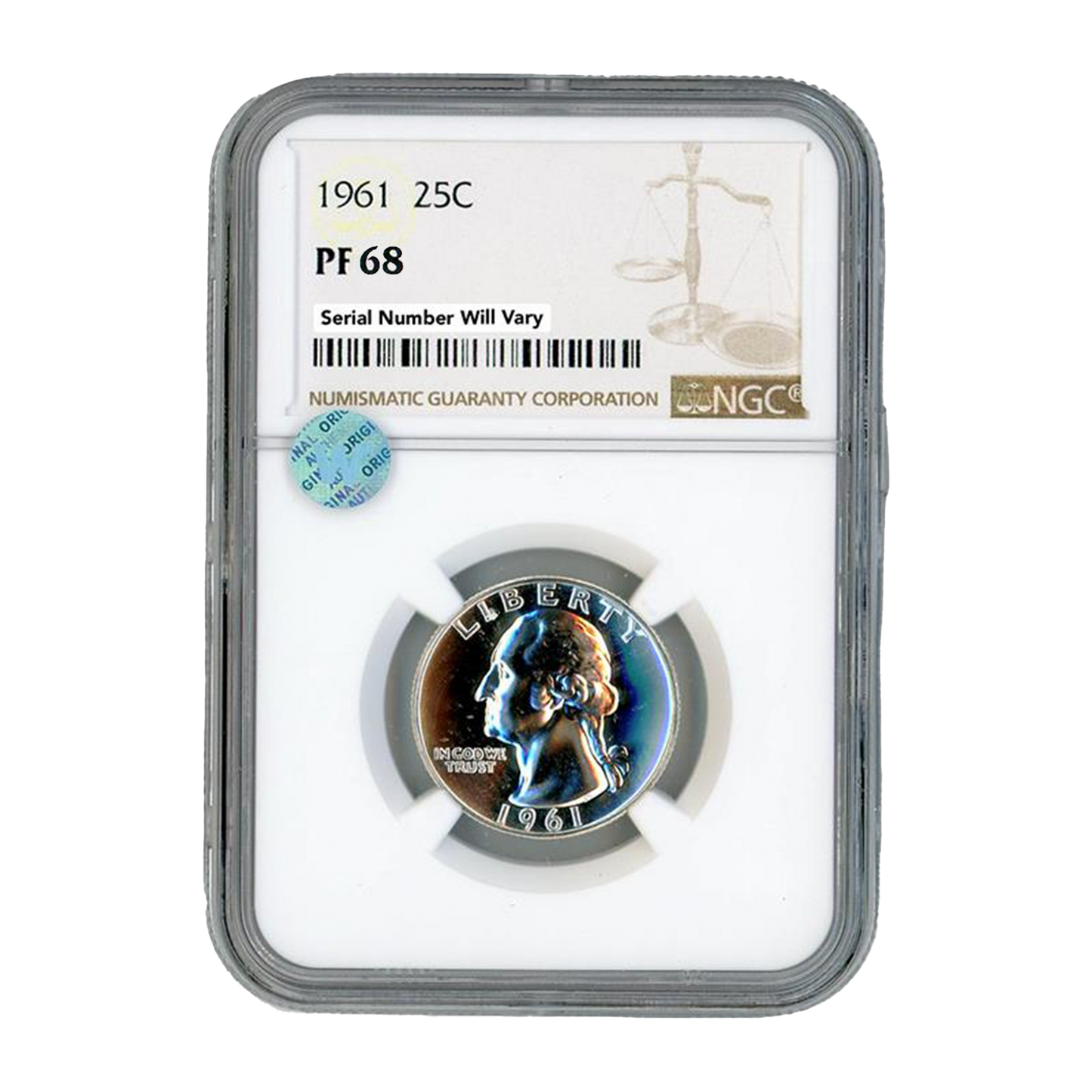1961 Washington Silver Quarter Philadelphia - NGC PF68 Sight White