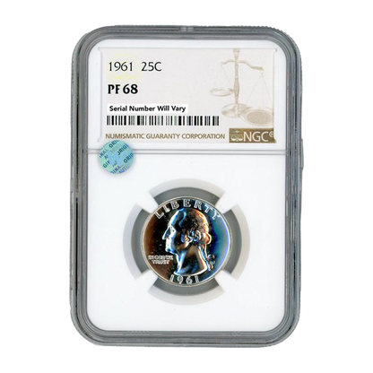 1961 Washington Silver Quarter Philadelphia - NGC PF68 Sight White