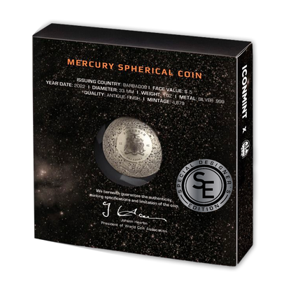 2022 Barbados Mercury Spherical 1 Oz Silver - Icon Mint - Designers Special Edition