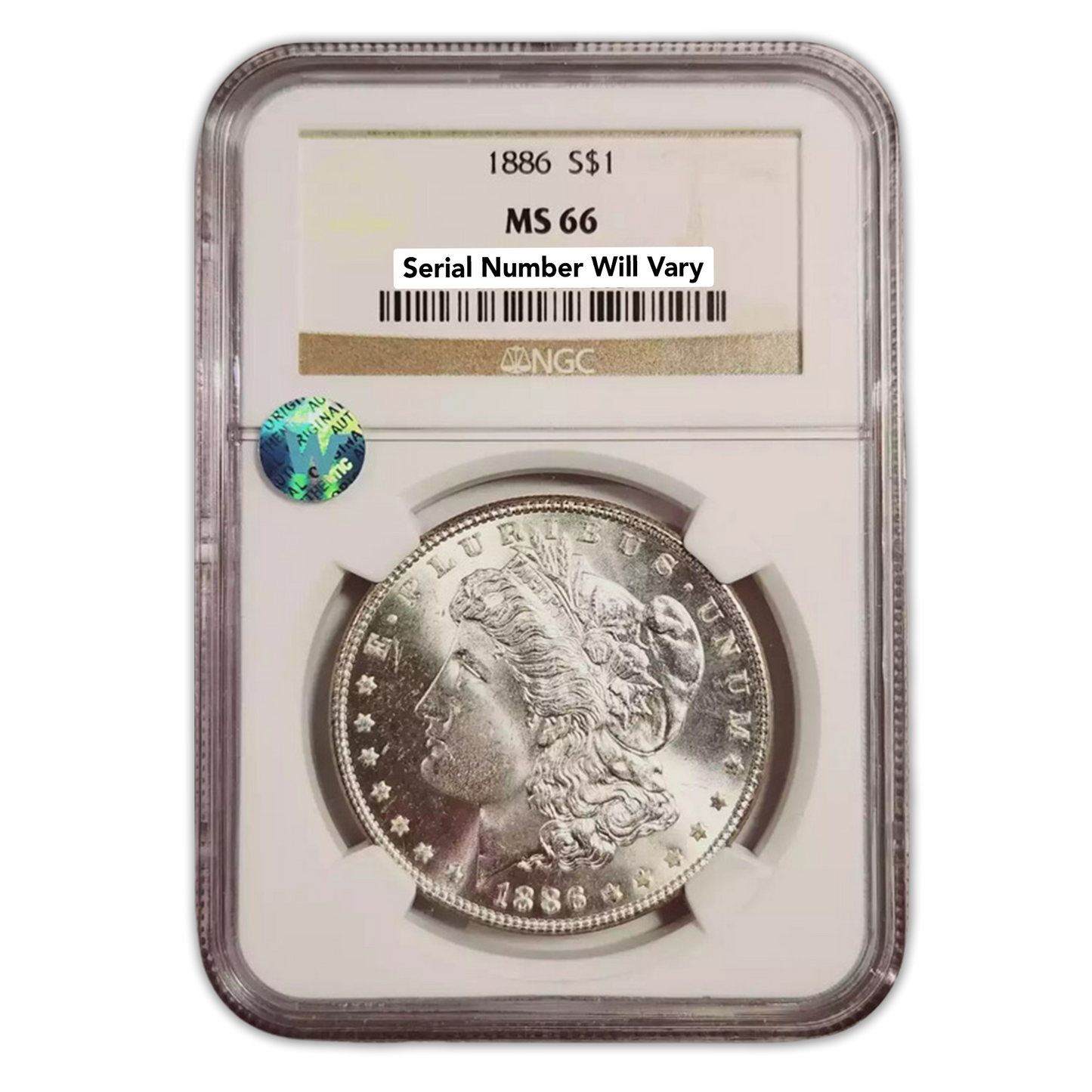 1886 Morgan Silver Dollar Philadelphia - NGC MS66 Sight White