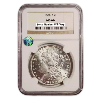 1886 Morgan Silver Dollar Philadelphia - NGC MS66 Sight White