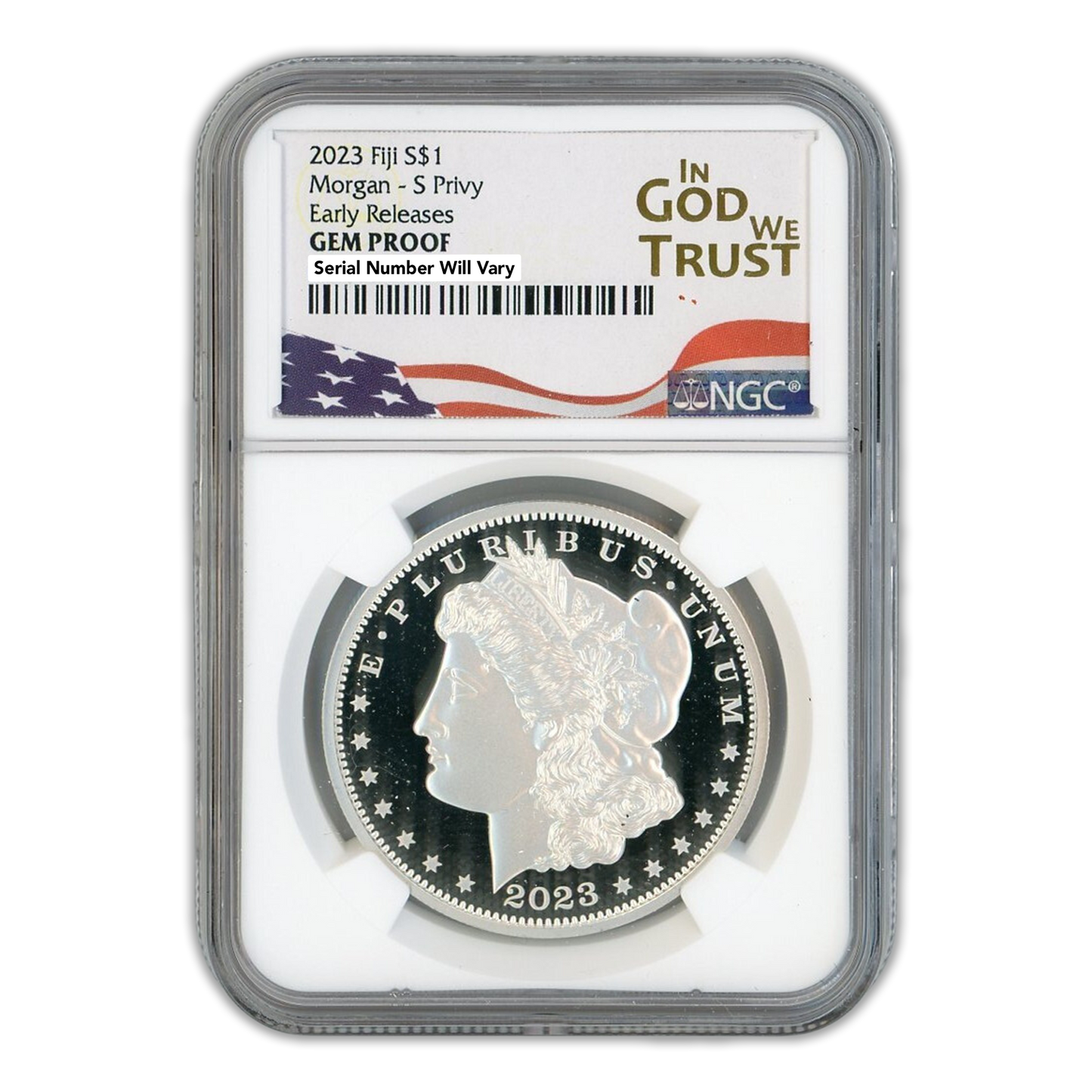 2023-S Morgan $1 Fiji Silver Tribute - NGC In God We Trust Label GEM PROOF Early Release