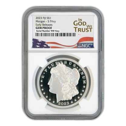 2023-S Morgan $1 Fiji Silver Tribute - NGC In God We Trust Label GEM PROOF Early Release