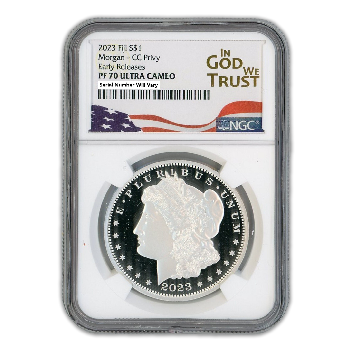 2023-CC Morgan $1 Fiji Silver Tribute - NGC In God We Trust Label PF70 Ultra Cameo Early Release
