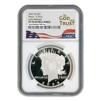 2023-S Peace $1 Fiji Silver Tribute - NGC In God We Trust Label PF70 Ultra Cameo Early Release