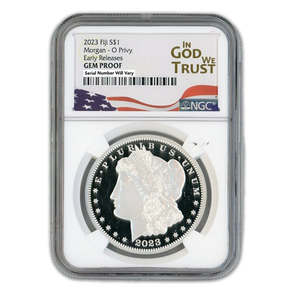 2023-O Morgan $1 Fiji Silver Tribute - NGC In God We Trust Label GEM PROOF Early Release