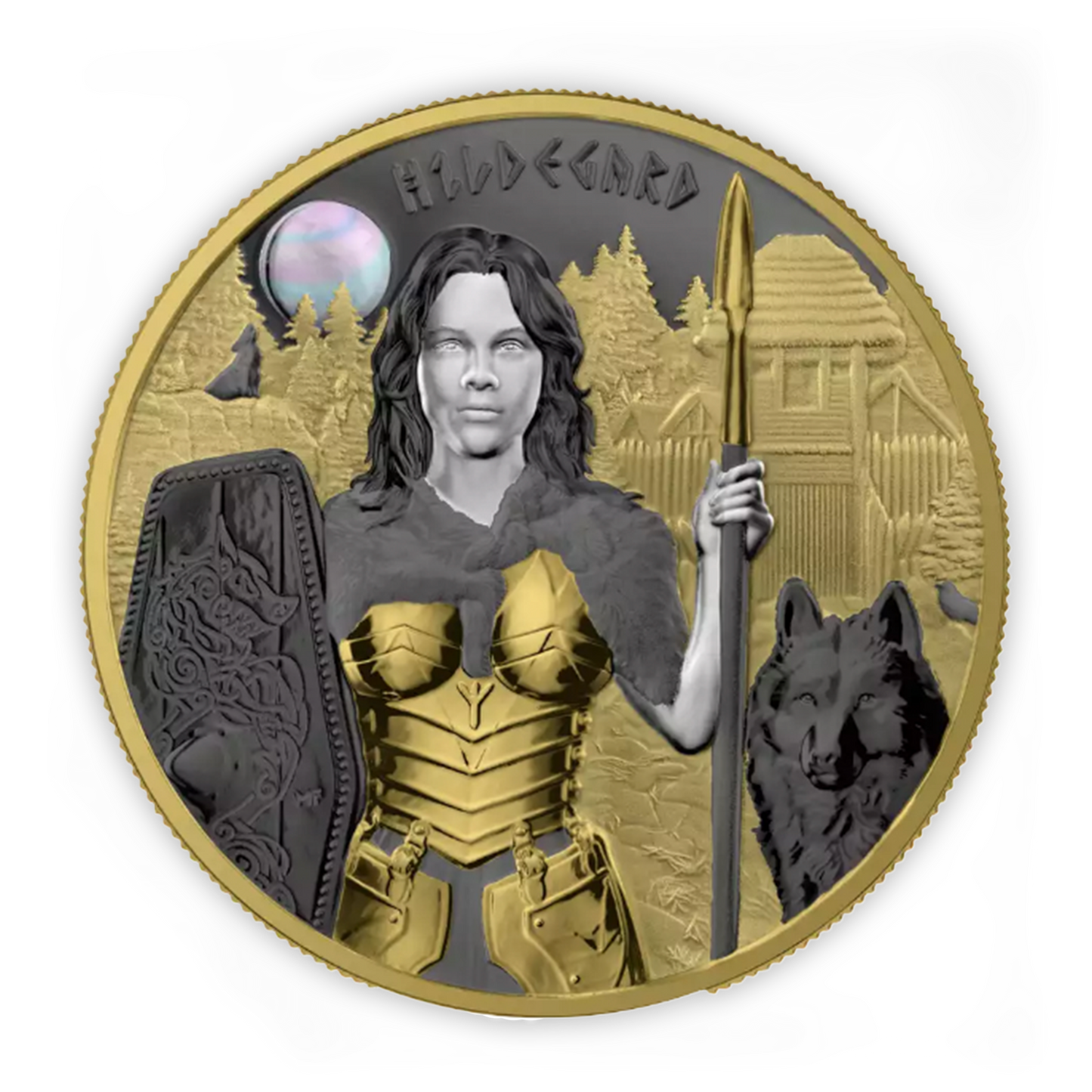2022 Valkyries - Hildegard Valhalla 1 oz Silver Black Ruthenium & Gold  Brilliant Uncirculated