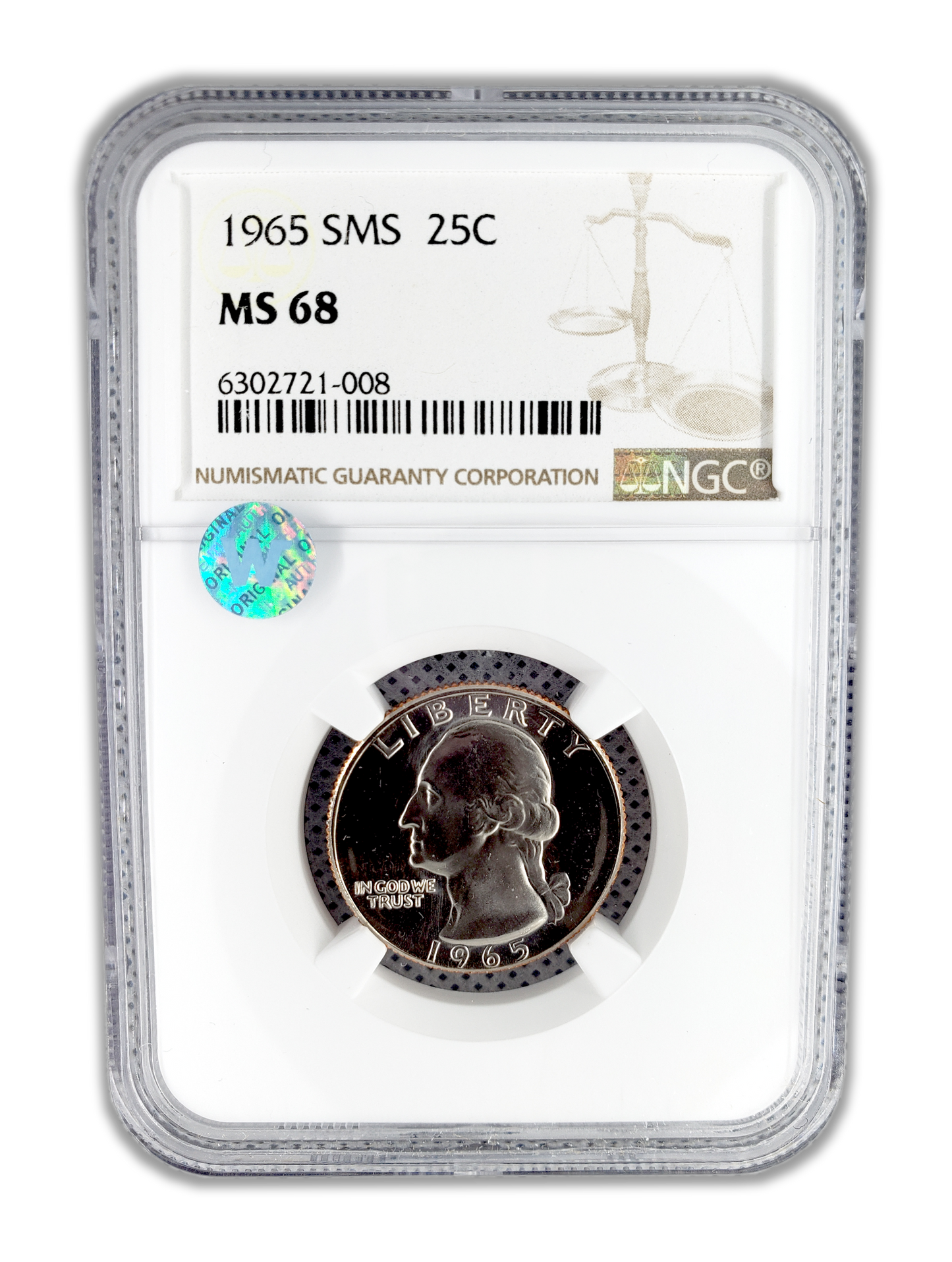 1965 Washington Quarter Philadelphia - NGC MS68 Sight White