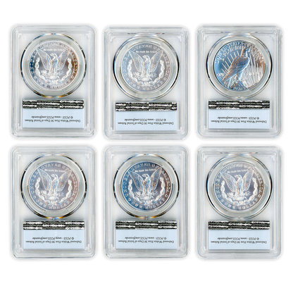 2021 Morgan Silver Dollar 6 pc Set PCGS MS70 First Strike Flag Label