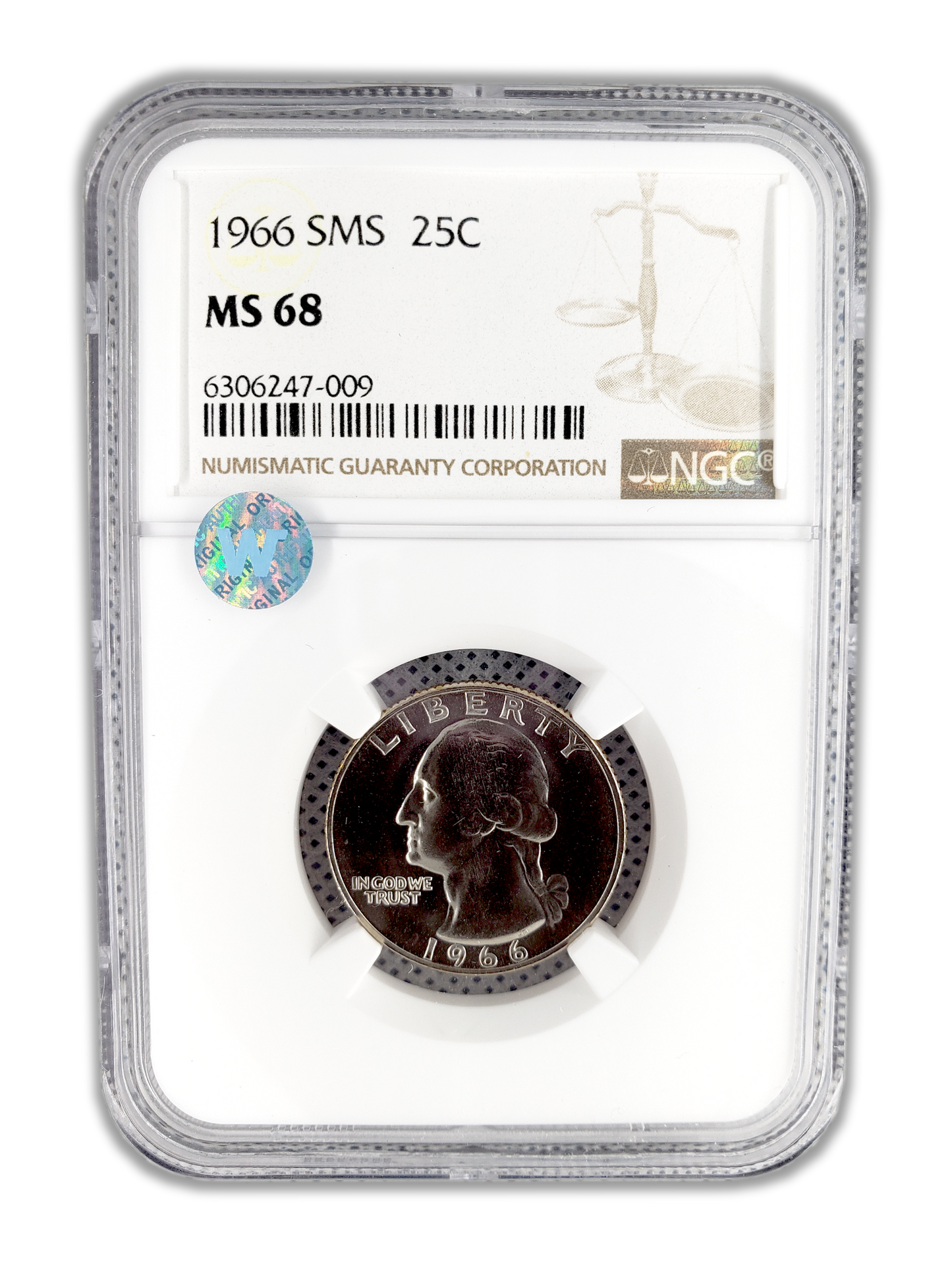 1966 Washington Silver Quarter Philadelphia - NGC MS68 Sight White